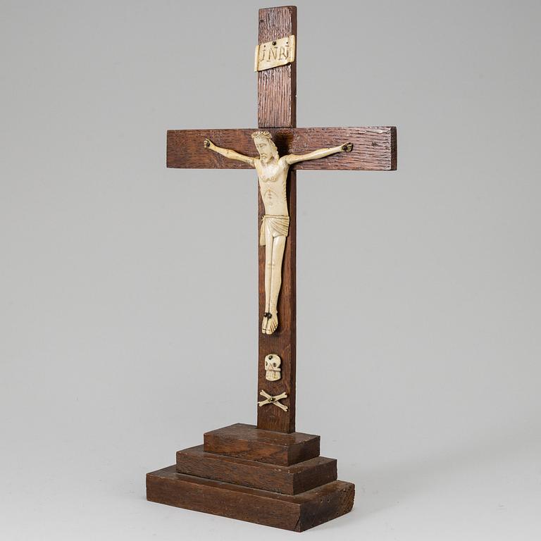 An 18th century wood and bone crucifix.