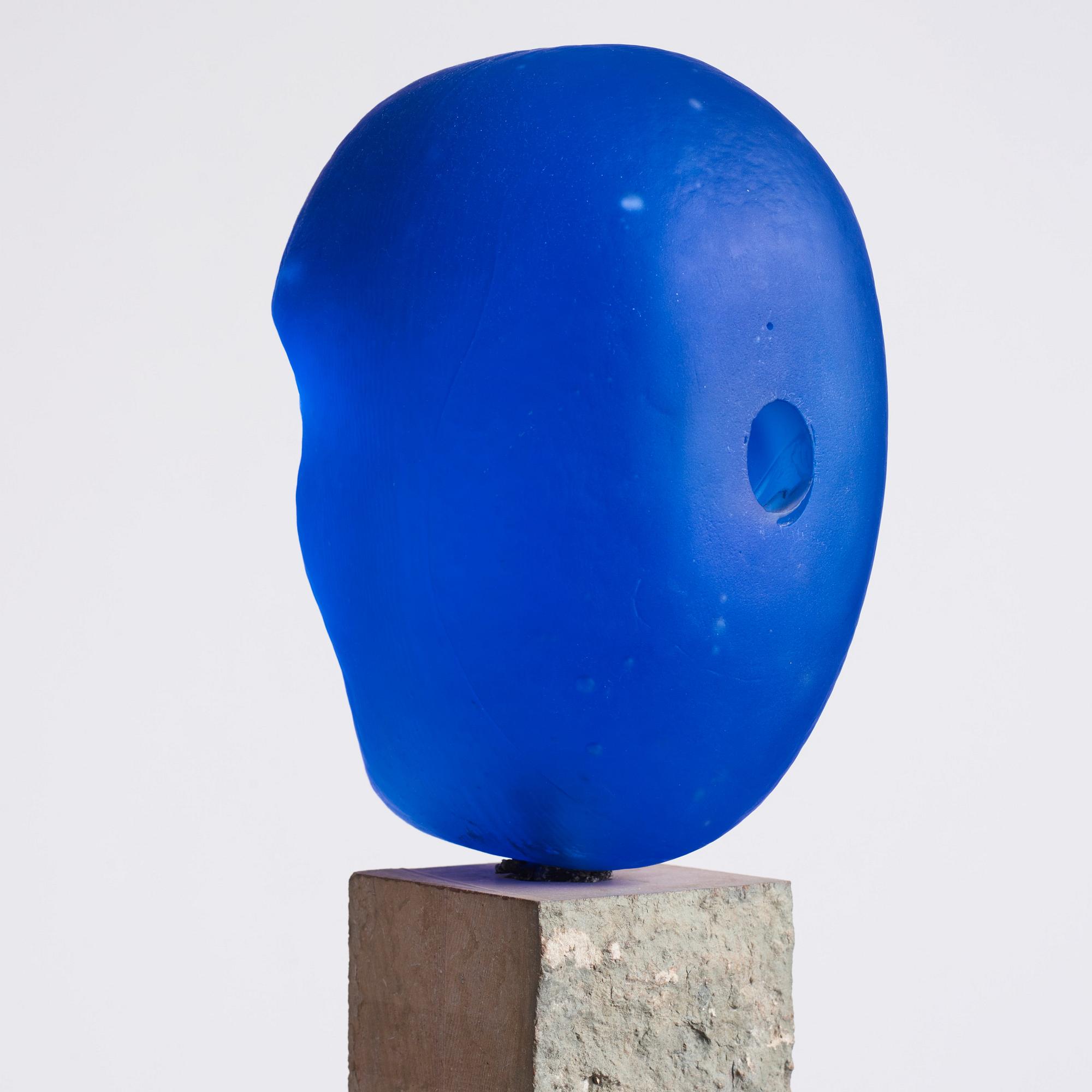 Bertil Vallien, a unique cast glass sculpture, head on stand, Kosta Boda, Sweden.