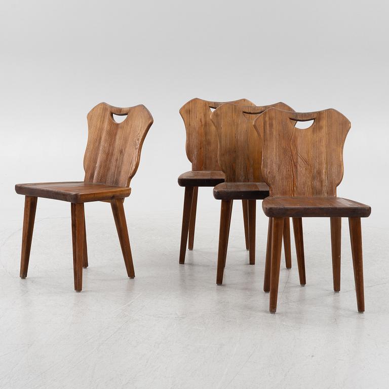 A set of four stained pine chairs, Sweden, 1930s-40s.