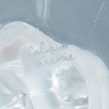 Lalique, a pair of glass candlestick, signed Lalique France, second half of the 20th century.