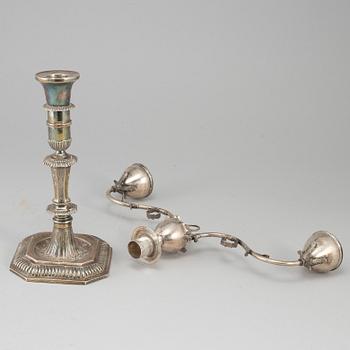 EO LYSTER, a silver candelabra. Århus, Denmark, dated 1812.