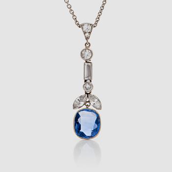 1178. COLLIER med diamanter samt obehandlad safir ca 3.00 ct.