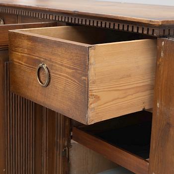A Gustavian pine cupboard, late 18th century.