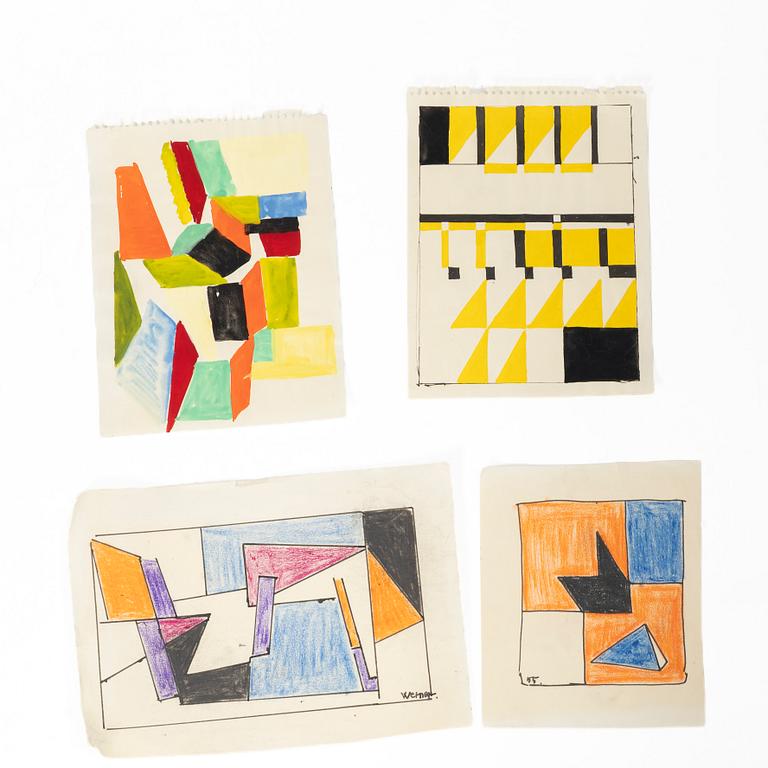 Werner Janson, Sketches, partially signed and dated, from the 1950s and onwards. 23 pieces.