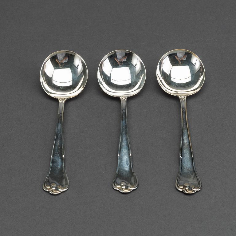 A SET OF 12 SILVER SPOONS BY MEMA LUND 1960'S.