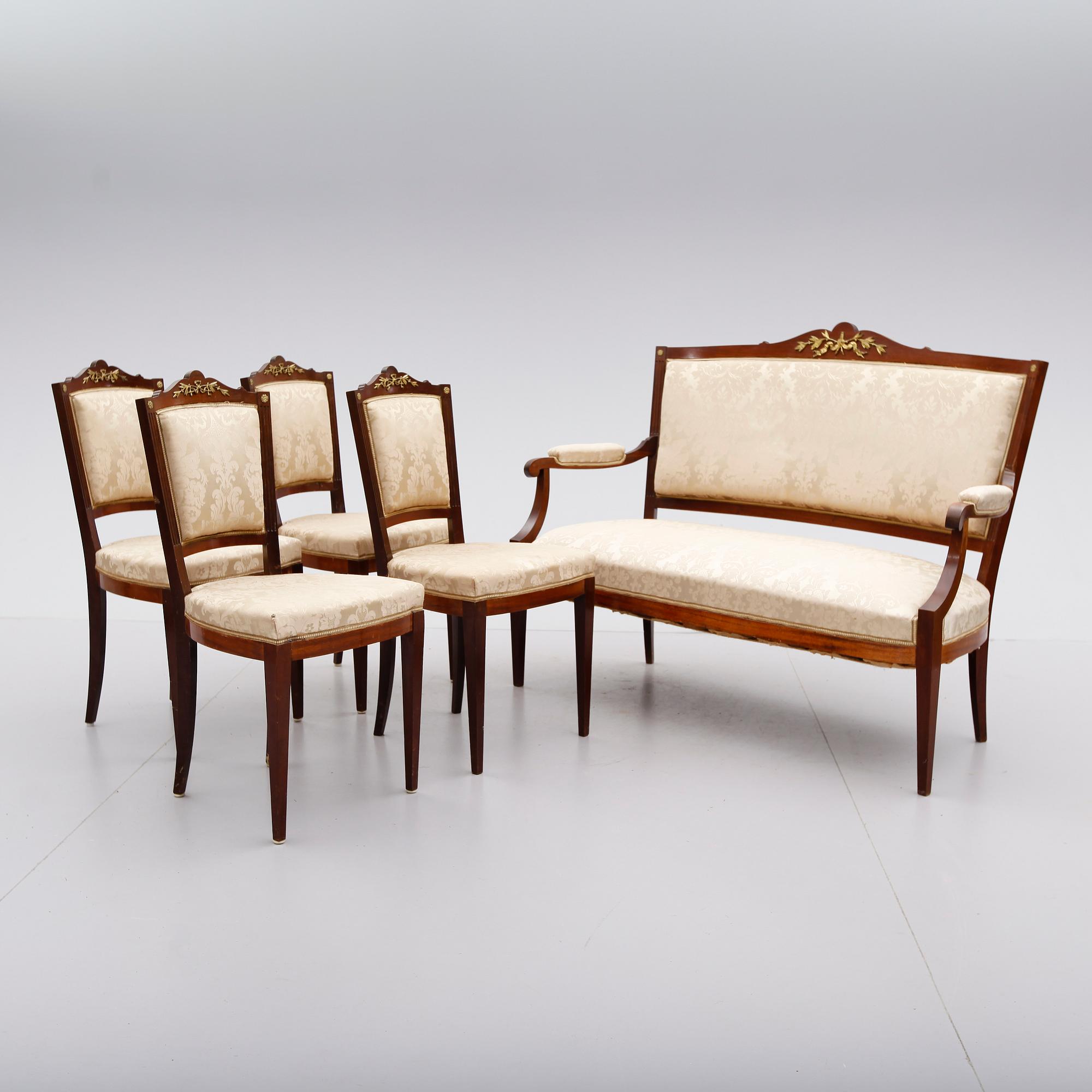 SOFFA OCH 4 STOLAR, Louis XVI-stil, 1900-talets första hälft.