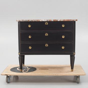 A Gustavian style chest of drawers, mid 20th century.