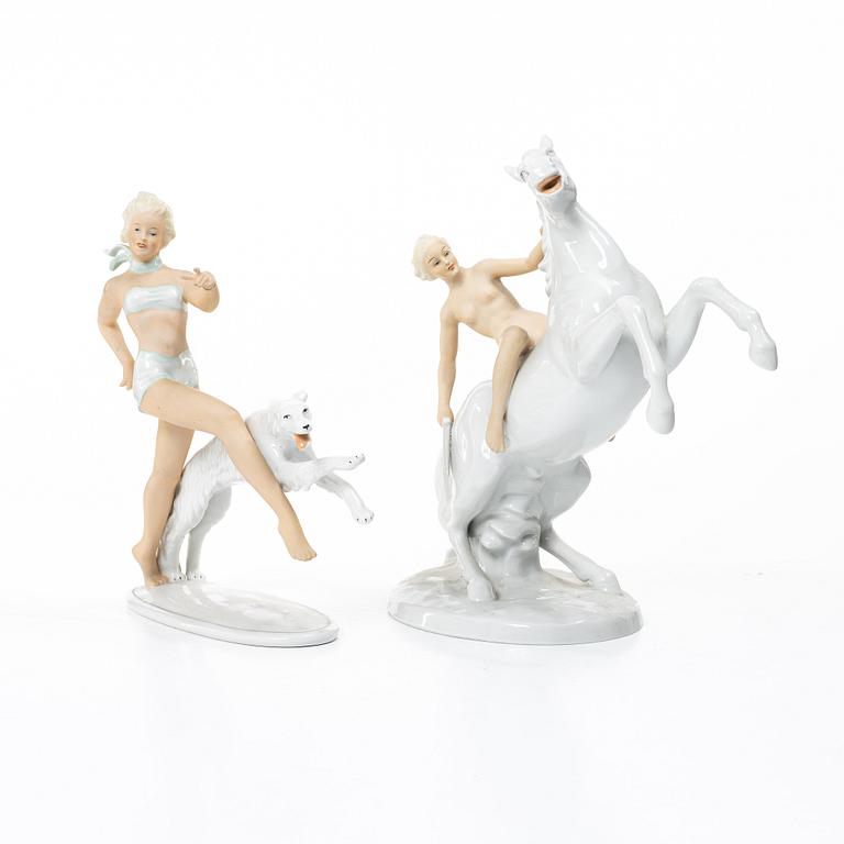 Figurines, 6 pieces, porcelain, including Schaubach Kunst, 20th century.