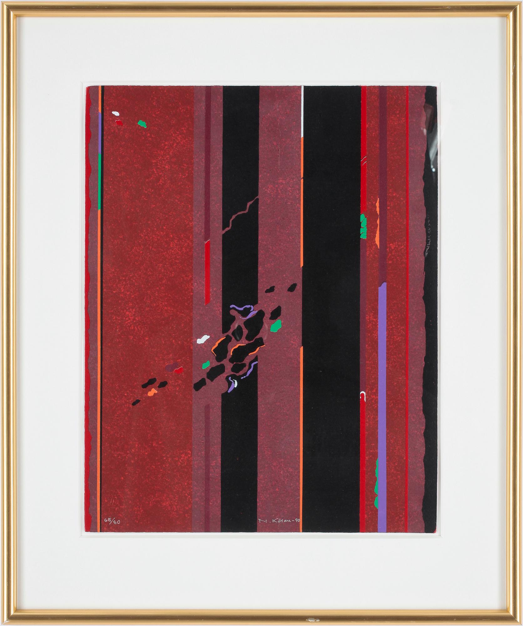 NILS KÖLARE, färglitografi. Sign och dat -90 samt numr 65/80.