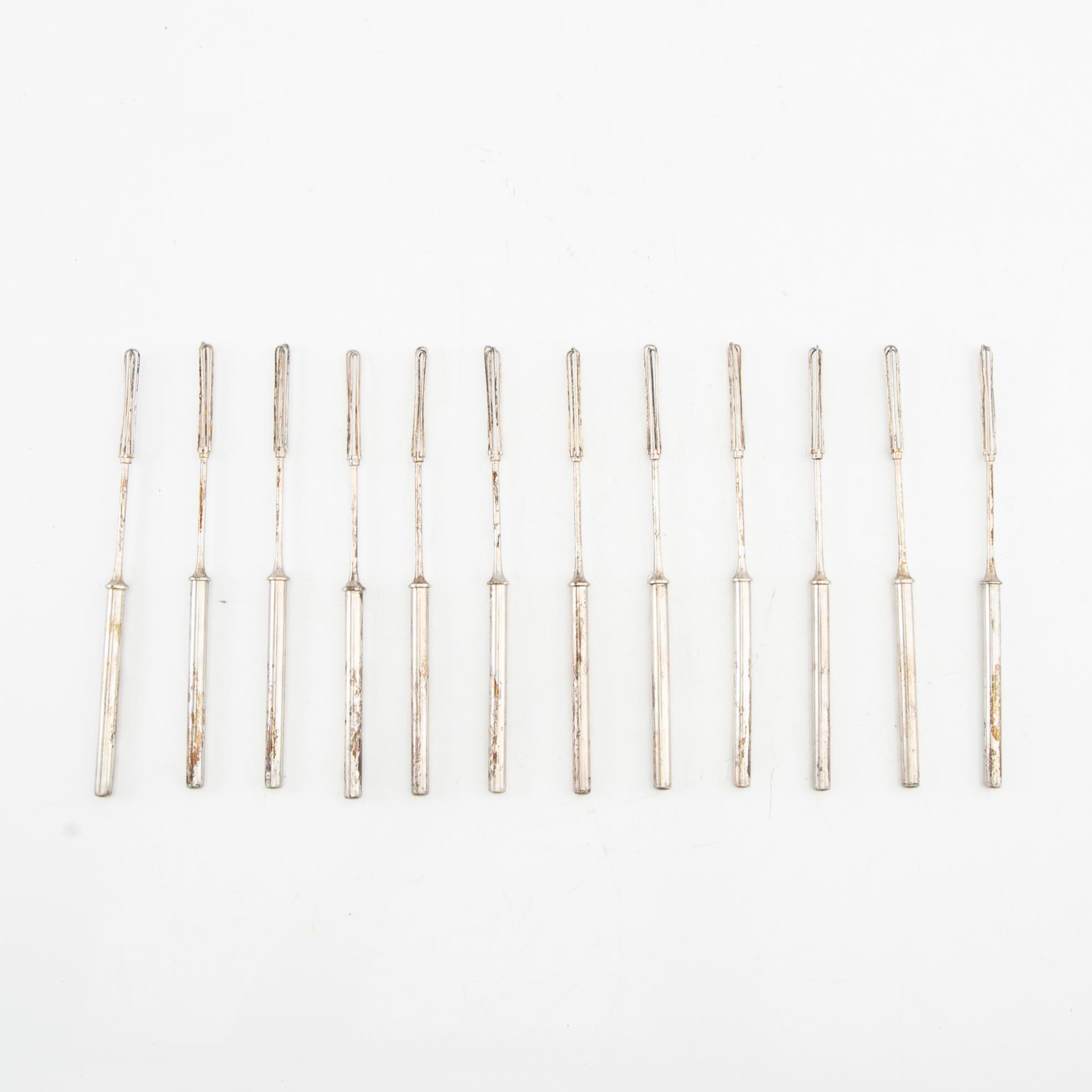Champagne whisks, 12 pieces, silver.