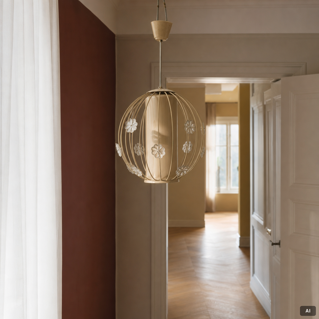 Harald Notini, a rare ceiling lamp model 11509, Arvid Böhlmarks Lampfabrik, Stockholm, 1950s.