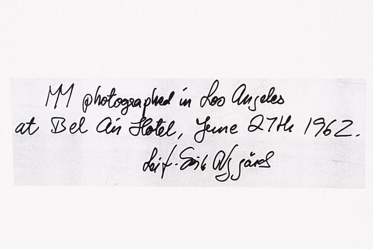 Leif-Erik Nygårds, "Marilyn Monroe photographed in Los Angeles at Bel Air Hotel, June 27th 1962".