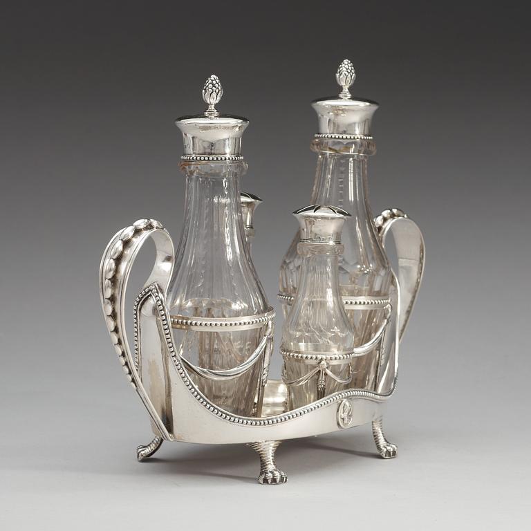 A Swedish 18th century silver cruet-set, makers mark of Stephan Westerstråhle, Stockholm 1791.