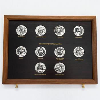 A 60-piece set of sterling silver medals, "Sweden and its Regents", Mynthuset, Sporrong 1970s.