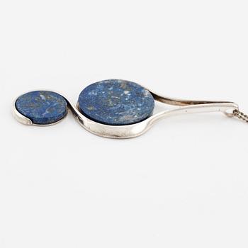 Per Dåvik two pendants, sterling silver with agate and blue stone, likely lapis lazuli, for Alton.