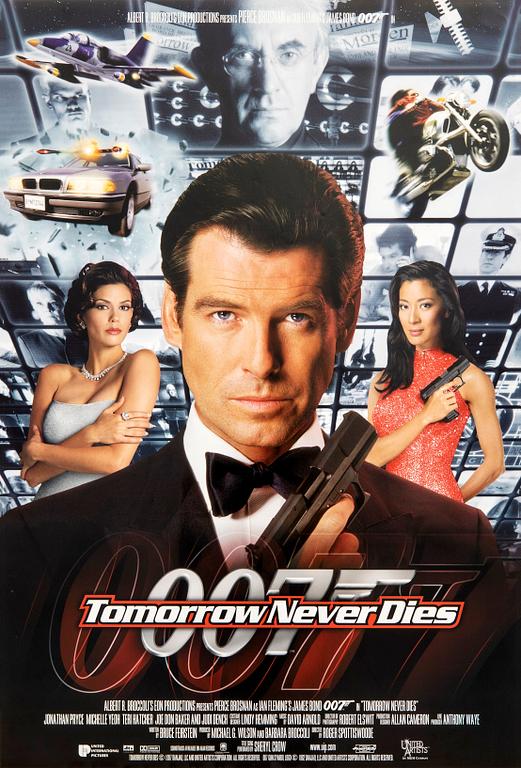Film poster James Bond "Tomorrow Never Dies" 1997 Swedish first edition.