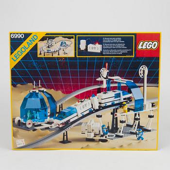 A Lego "Monorail Transport System" 6990 and extra tracks 6921, Denmark, 1987.