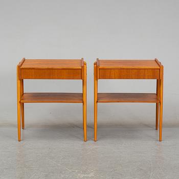 A pair of teak veneered bedside tables, AB Carlström & Co. Möbelfabrik, Sweden.