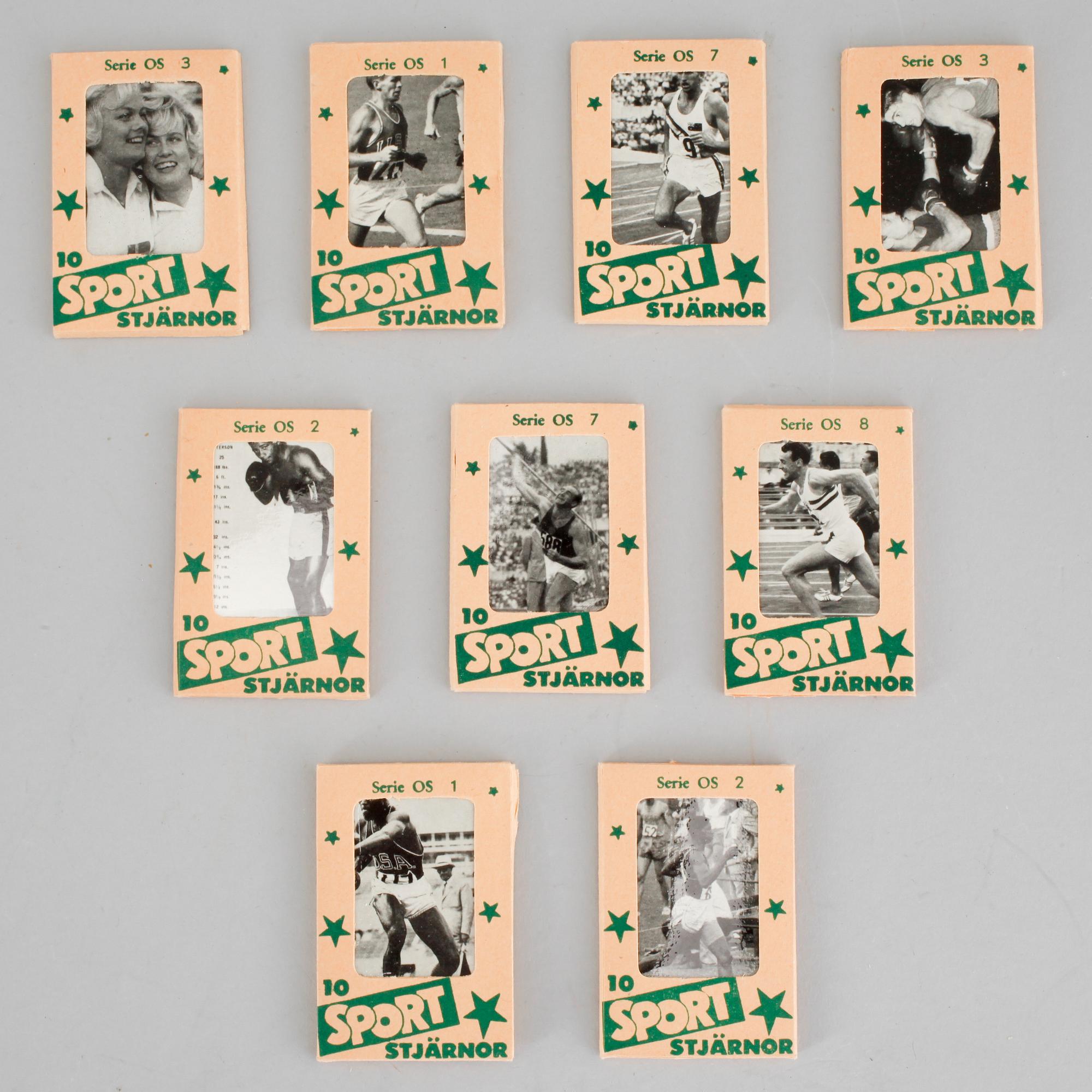 SAMLARBILDER, 104 st, "Sport stjärnor", omkring 1900-talets mitt.