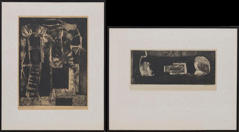 BERTIL LUNDBERG, 2 etchings signed dated and numbered 6/6 -56 och 7/30 -57.