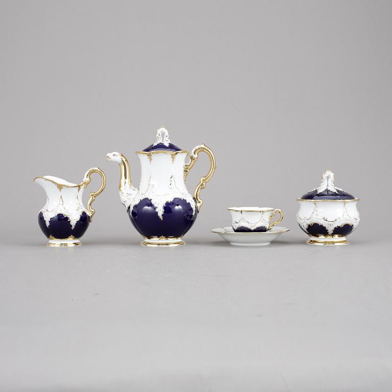 KAFFESERVIS, 9 delar, porslin, rokokostil, Meissen, 1900-tal.