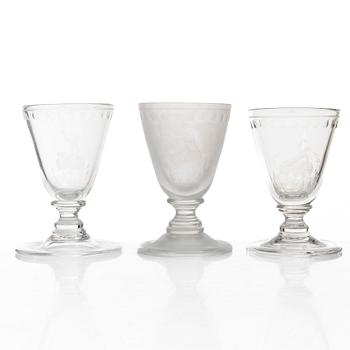 21 wine glasses from Glössner & co, Sweden, mid20th century.