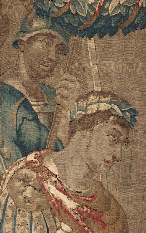 VÄVD TAPET, gobelängteknik, Julius Ceasar med entourage, ca 303,5 x 300 cm, Flandern 1600-tal.