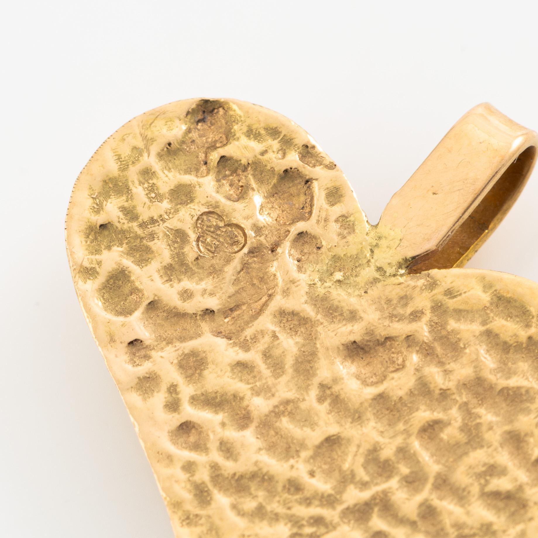 Pendant in the shape of a heart, 18K gold, likely PA Lundahl-Terrs.