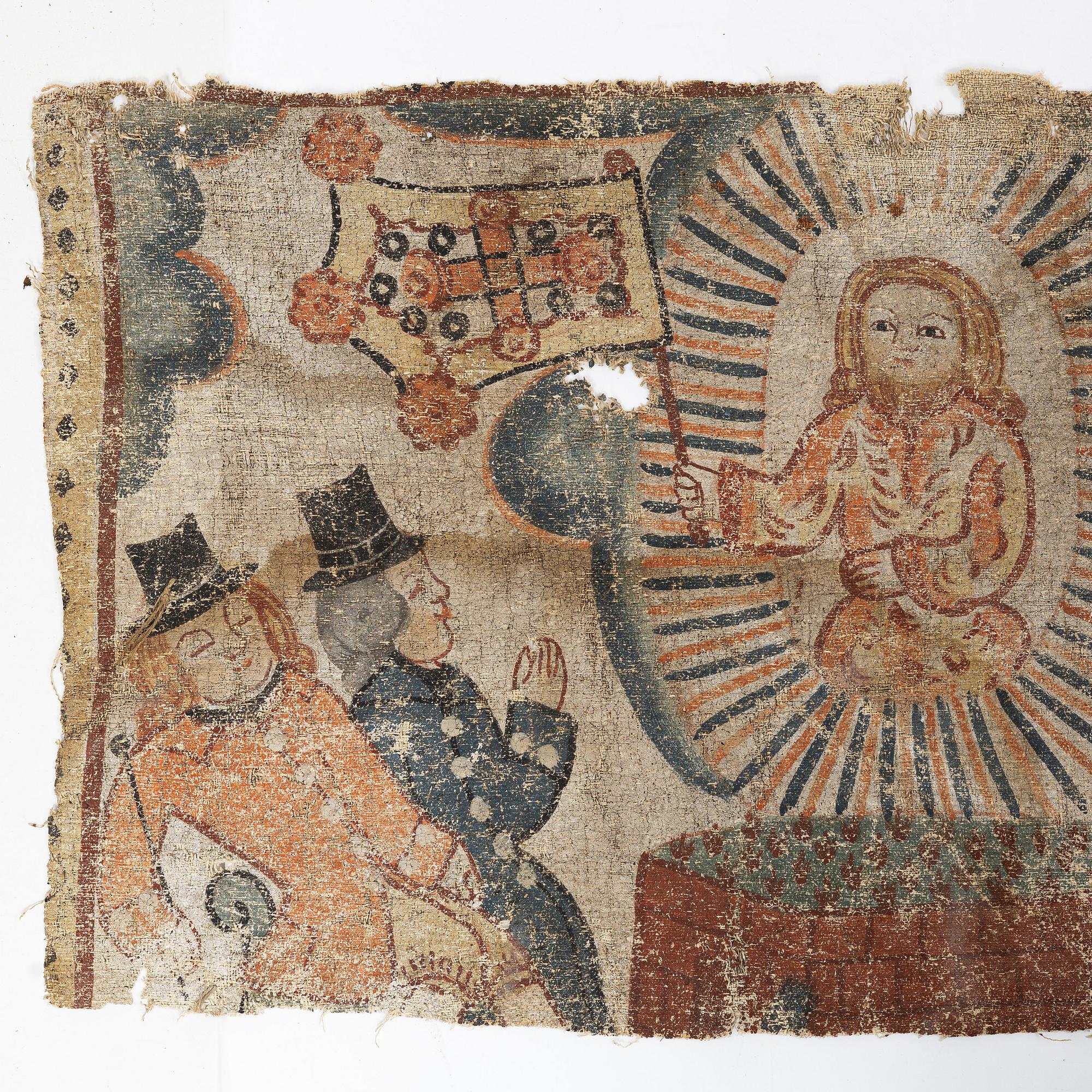 Textile painting, part of, Småland, 19th century.