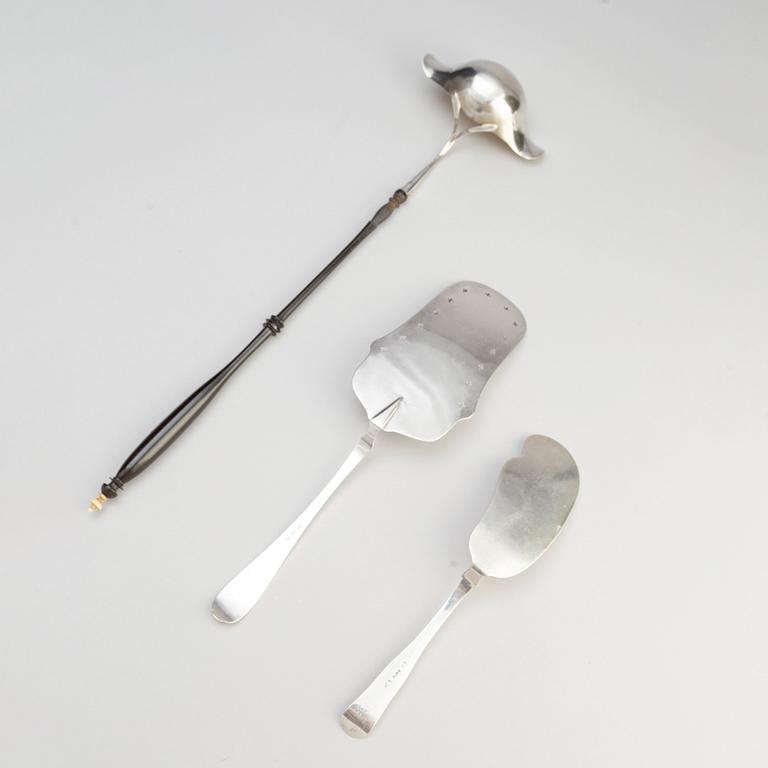 Two Silver Serving Spoons, including a Rococo-Revival spoon with mark PR Hinnerup, Denmark 1851.