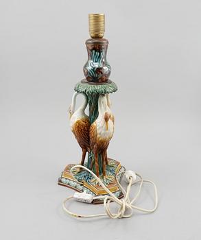 BORDSLAMPA, majolika, Gustafsberg, tidigt 1900-tal.