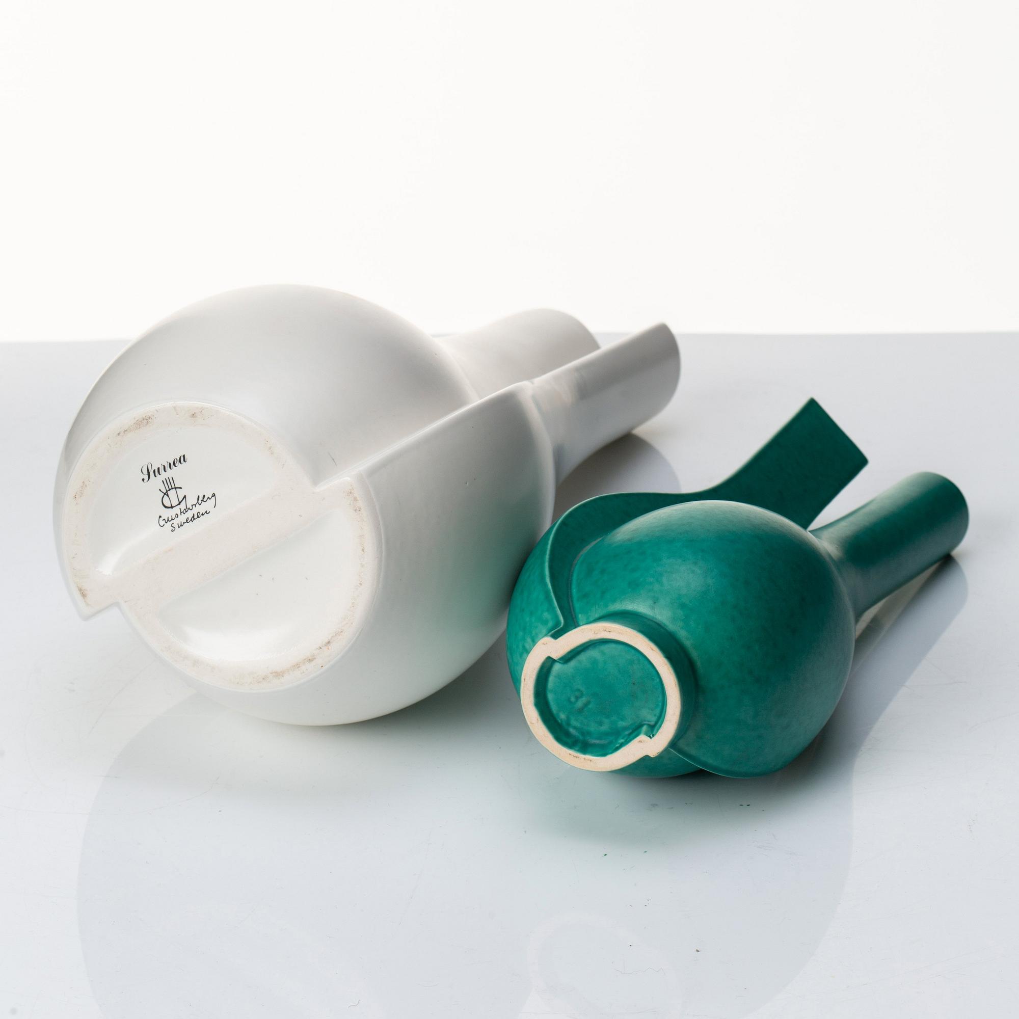 Wilhelm Kåge, two "Surrea" stoneware vases, Gustavsberg studio, Sweden.