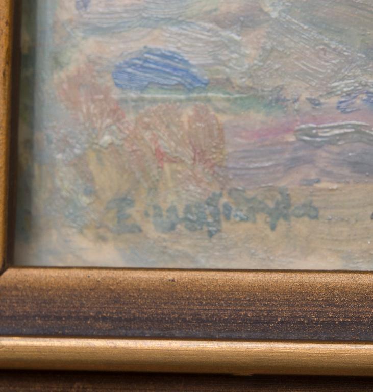 EINARI UUSIKYLÄ, olja på papper, uppfodrad på skiva, signerad.