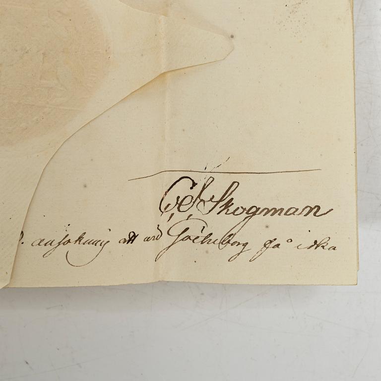 Kungligt brev, signerat Carl XIV Johan, 1831.