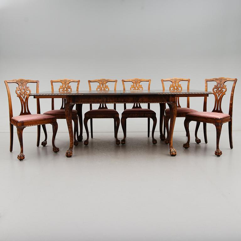 MATGRUPP, 7 delar, Chippendalestil, 1900-talets första hälft.