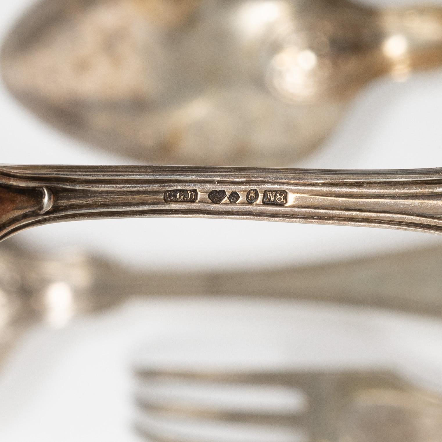 Cutlery, 30 pieces, silver, including Sweden, 19th century.