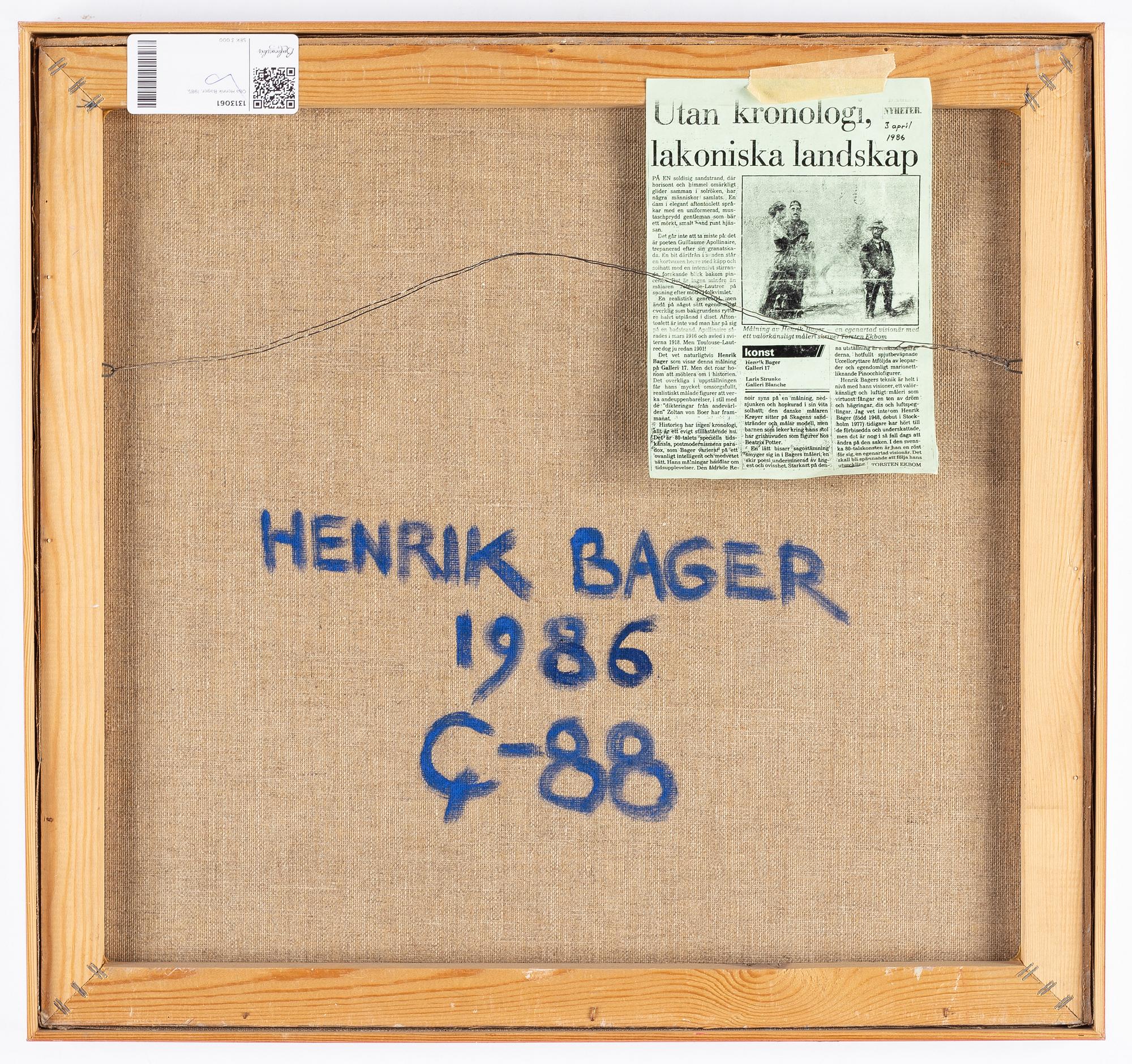 Henrik bager, oil on canvas, signed and dated 1986.