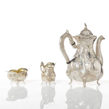 Kaffeservis, 4 delar, silver, GEWE, Malmö 1965-1970. Rokokostil.