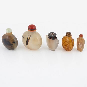 Nine snuff bottles, China, 20th century.