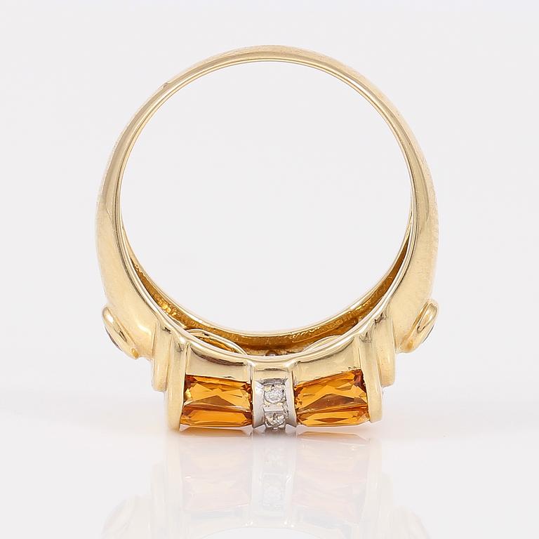 RING, gula citriner samt mindre diamanter.