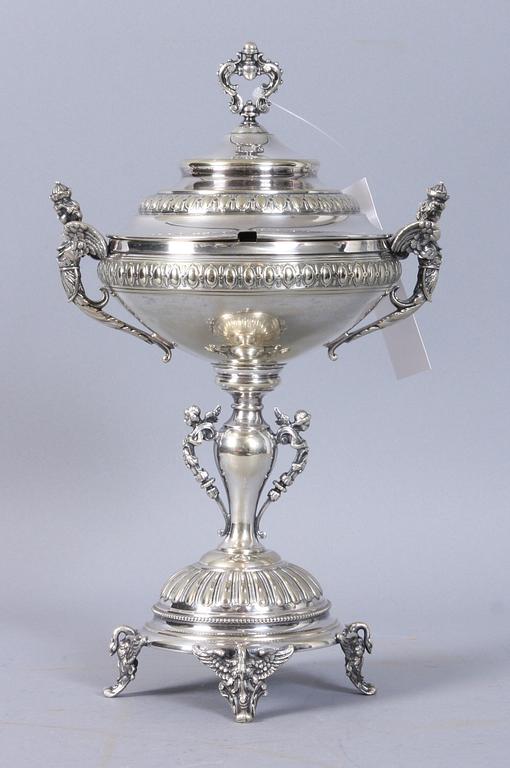 SOCKERSKÅL, nysilver, omkring sekelskifte 1800/1900.