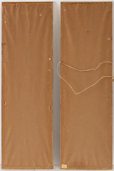 Two framed Chinese textile embroiderieds, late Qing dynasty, circa 1900.