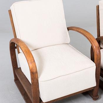 FÅTÖLJER, ett par, art-deco, etikettsmärkt; Vienna Pancota.