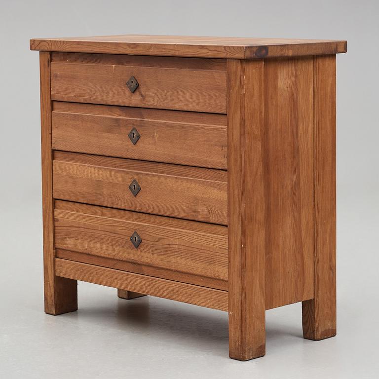 Nordiska Kompaniet, a stained pine chest of drawers, "Sportstugemöbel", Sweden 1930-40's.