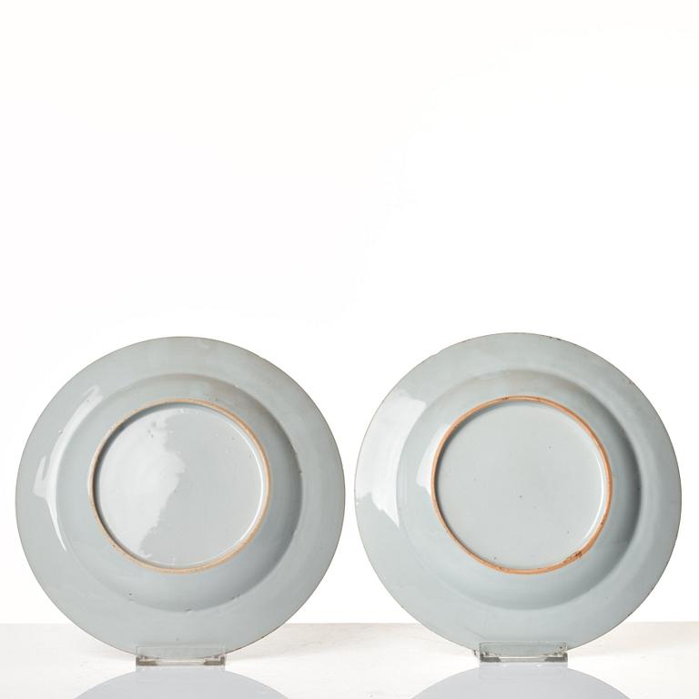 A set of four blue and white plates, Qing dynasty, Qianlong (1736-95).