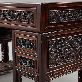 SKRIVBORD, hardwood. Late Qing dynasty, circa 1900.