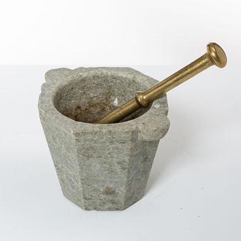 A Swedish 'Kolmård' marble mortar, late 18th century.