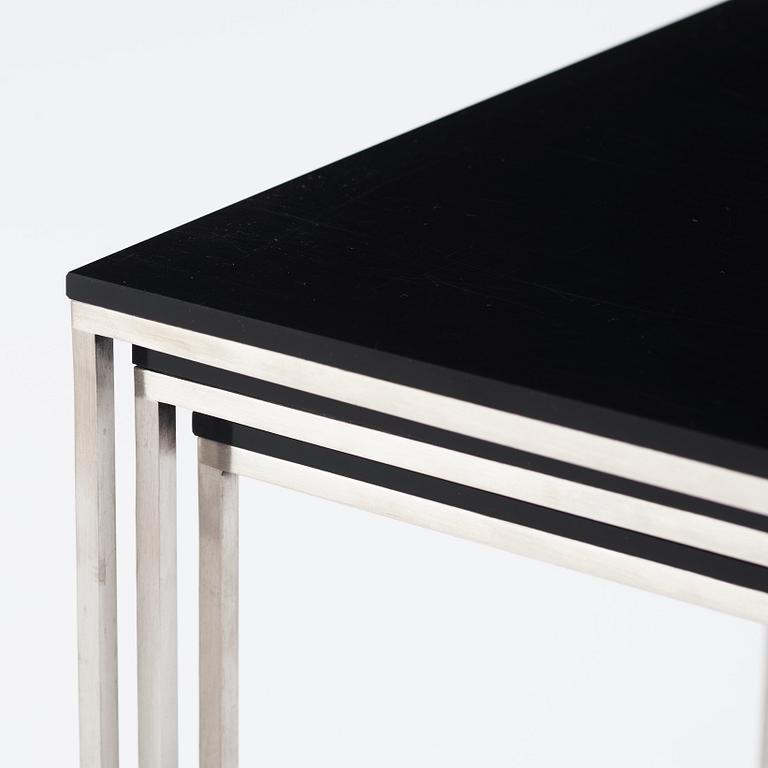 Poul Kjaerholm, a three-piece 'PK-71' nesting table, Fritz Hansen, Denmark, 2014.