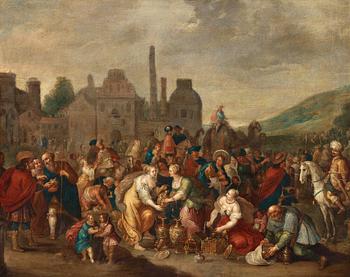 380. Frans Francken II His studio, The Egyptians handing over their jewellery and clothing to the Israelites.