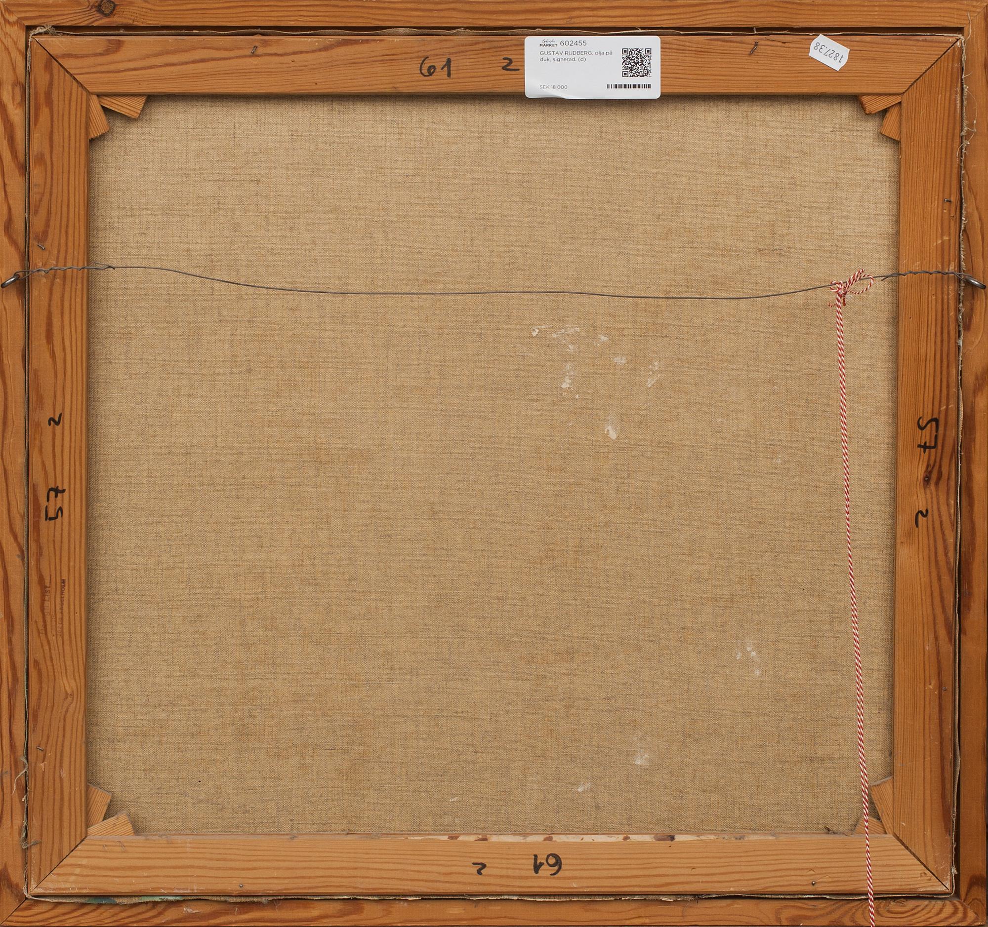 GUSTAV RUDBERG, olja på duk, signerad.